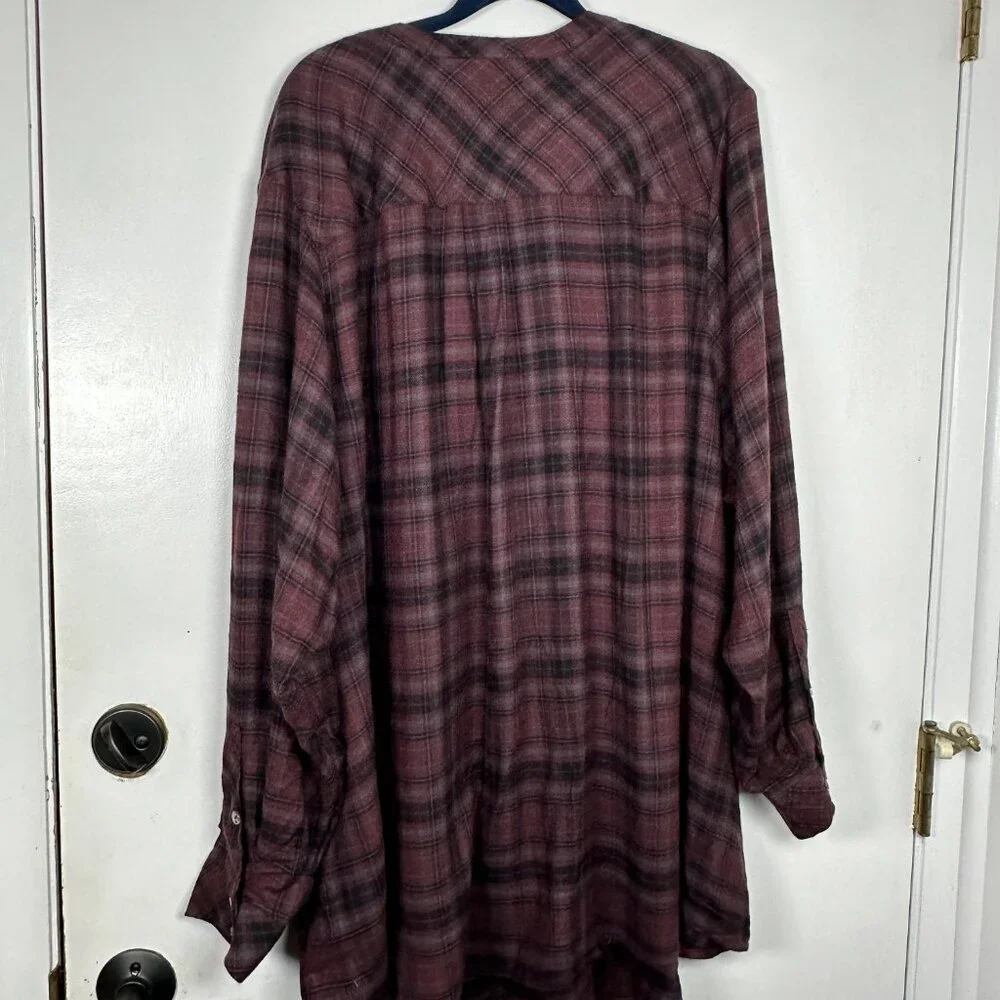 NWT Torrid Harper Brushed Tunic Pullover Brown Plaid Sz 5 (28) Long Sleeves - Picture 7 of 12
